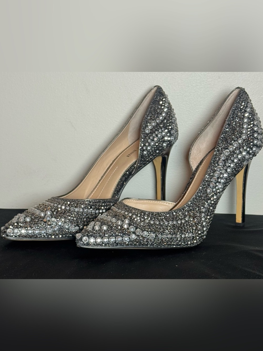 Women's Sparkle Pointed Toe High Heels - Gianna Bini Silver Crystal Embellished